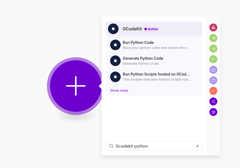 Search for 0CodeKit Python module in Make