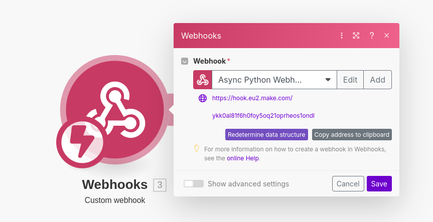 Custom Webhook Module in Make